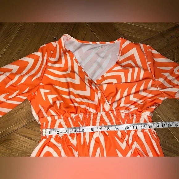 SHEIN Lune random print dress in orange - size large / never worn - Picture 4 of 9